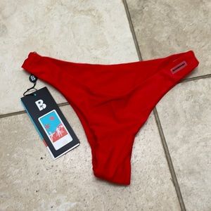 Red black bough high leg cheeky swim bottoms